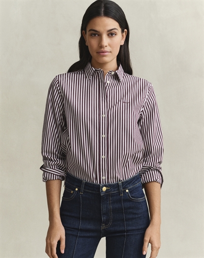 Gant - Classic Striped Skjorte - Darkened Wine 